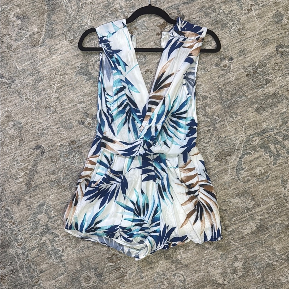 Tropical Leaf Print Romper